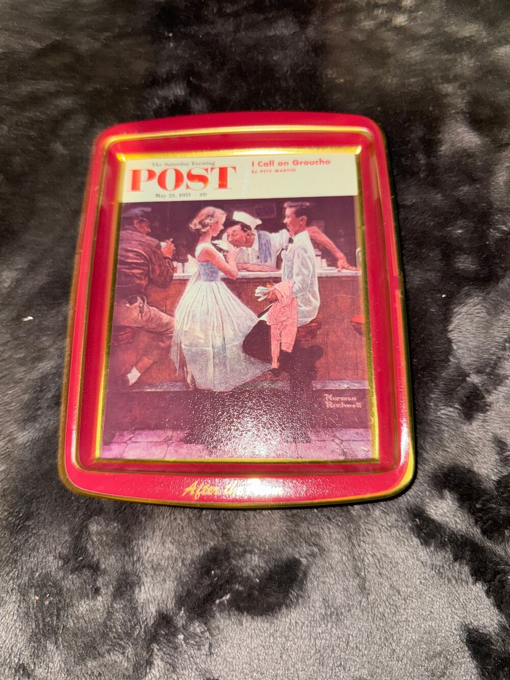 Daher Collector's Series Norman Rockwell Metal Tray Red Vintage